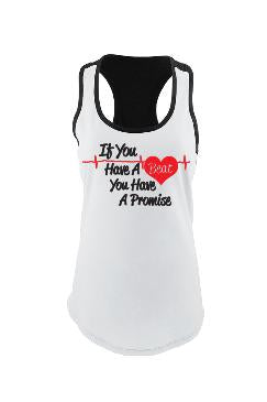 "If You Have A Beat You Have A Promise" Ladies' Color-block Racer-back W/B Tank